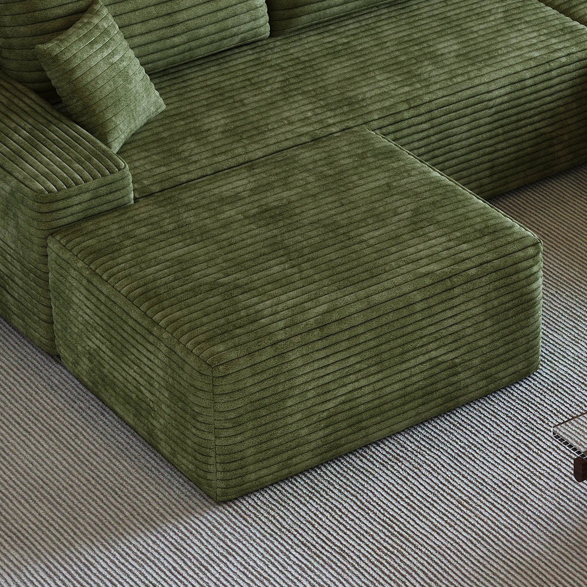 Green Plush Corduroy Sofa Ottoman by HouseOfZazla