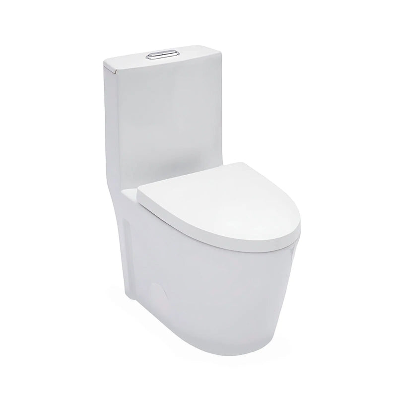 1 Piece Toilet For Bathroom, Dual Flush 1.24 / 1.6 Gpf, Soft Closing Seat - White by HouseOfZazla