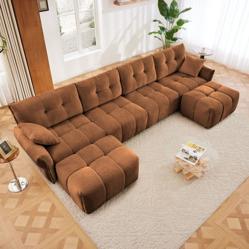 Sofa Set With Ottoman And Pillows, Textured, High Resilience Cushions by HouseOfZazla