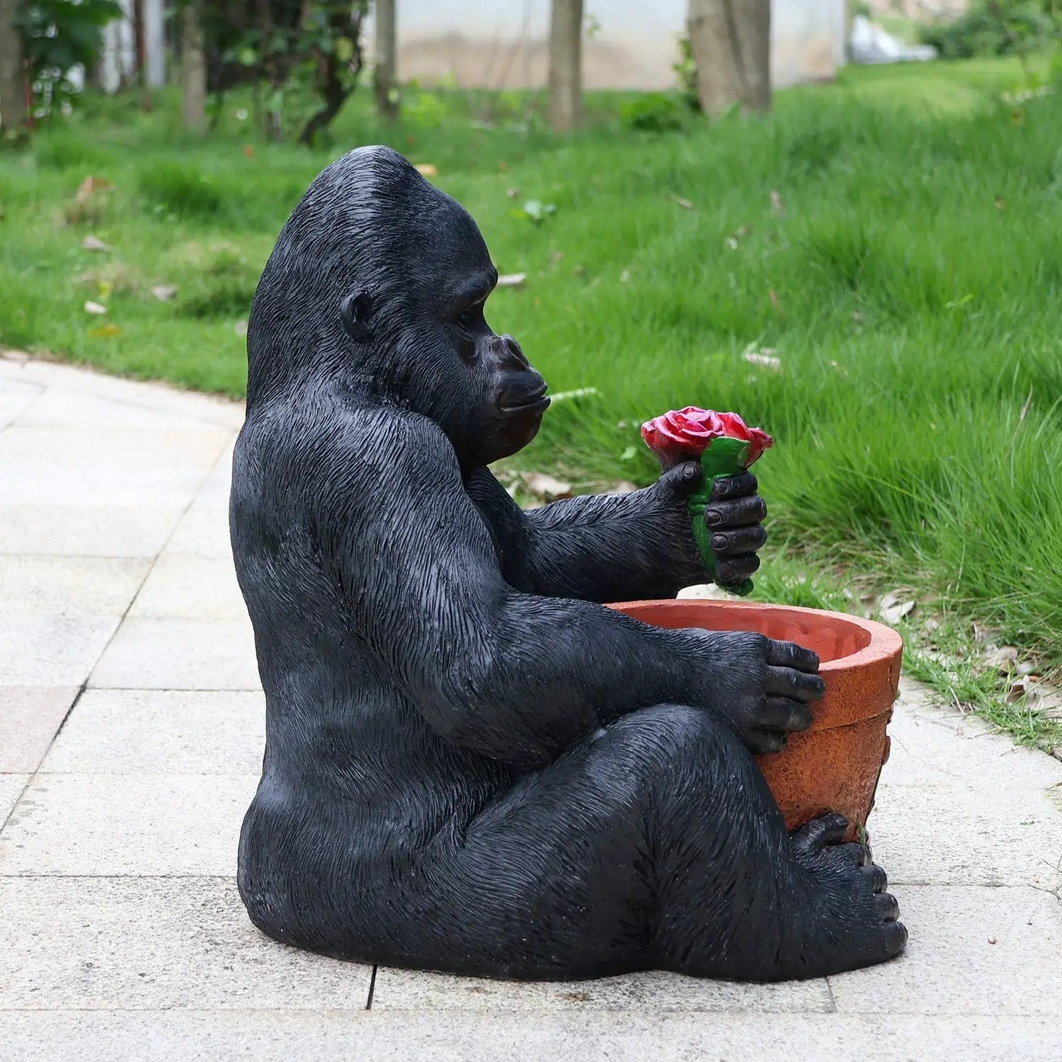 Outdoor Garden Sculpture Chimpanzees Flower Pot Planter by HouseOfZazla