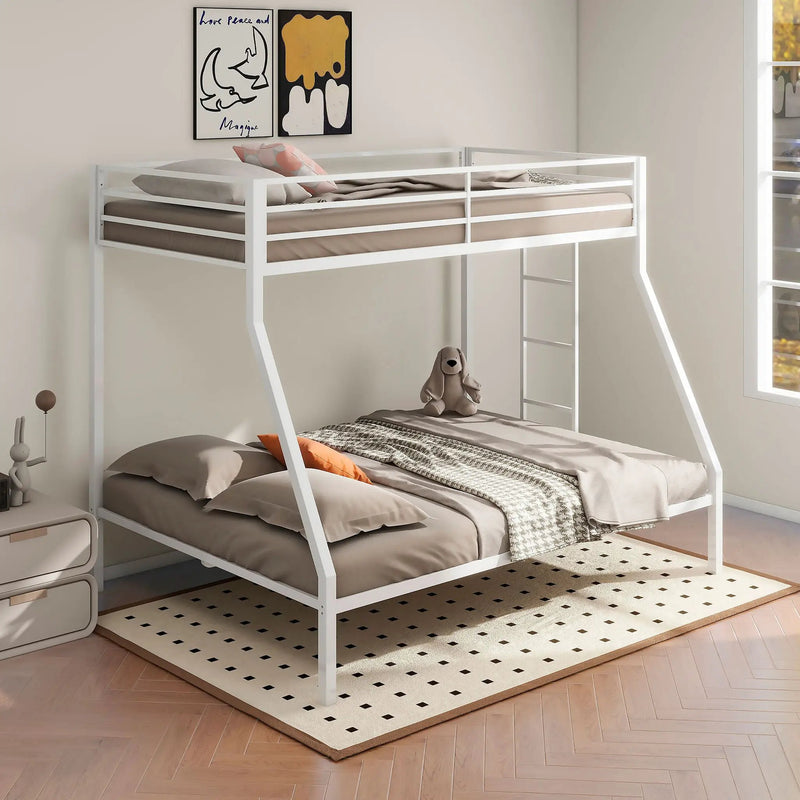 Alevera Metal Twin Over Full Bunk Bed with Ladder White by Unique Piece Furniture