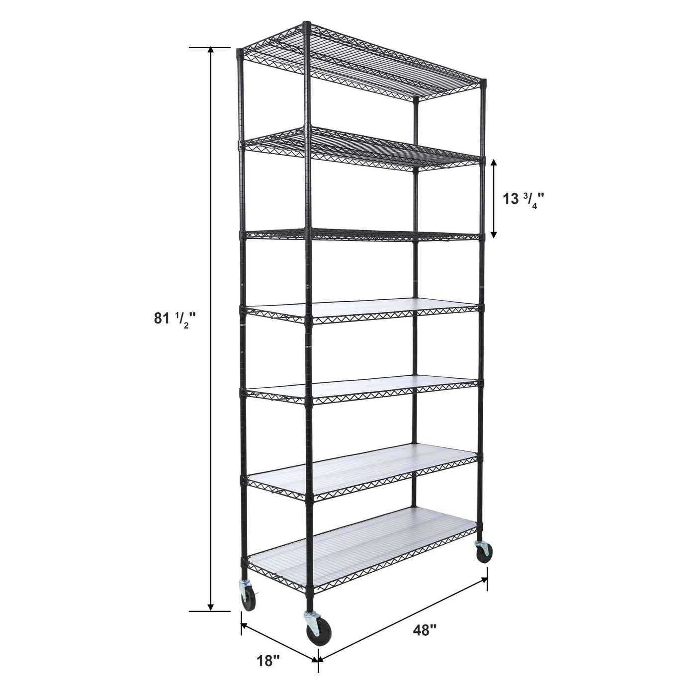 7 Tier Metal Shelf Wire Shelving Unit, 2450Lbs Heavy Duty Adjustable Storage Rack With Wheels & Shelf Liners For Closet Kitchen Garage Basement Commercial Shelving by Unique Piece Furniture