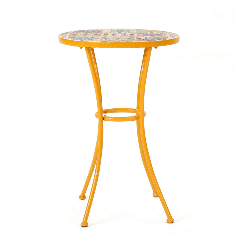 Outdoor Side Table With Tile Mosaic Table Top - Yellow by HouseOfZazla