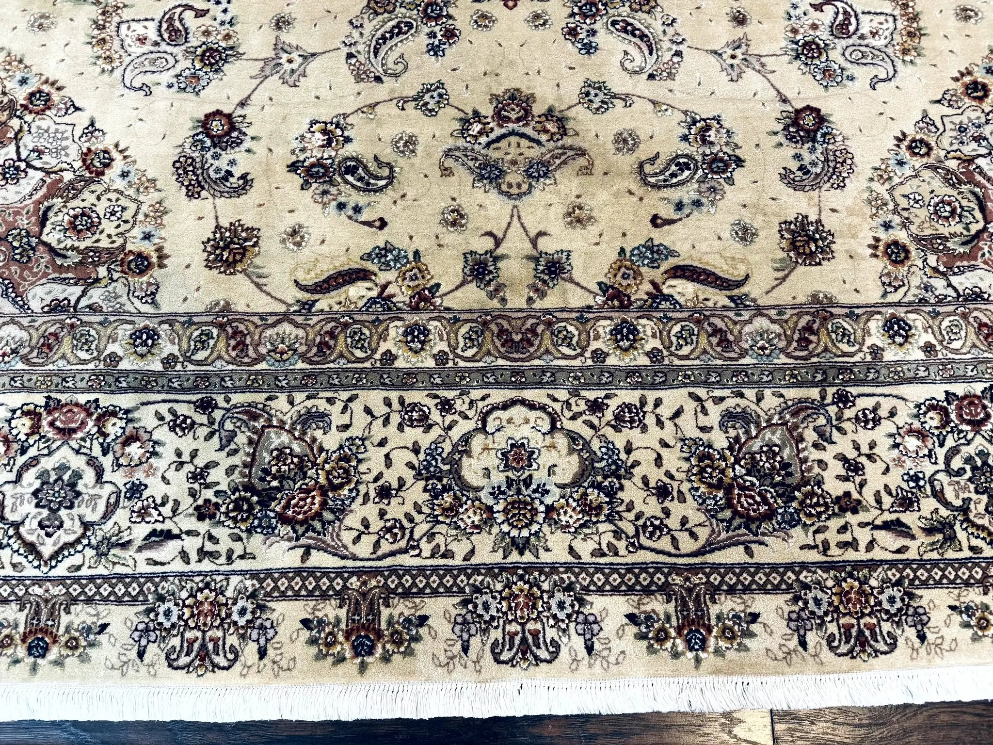 Sino Persian Rug 8x10, Wool and Silk Highlights, 290 KPSI, Floral Medallion by Jewel Rugs