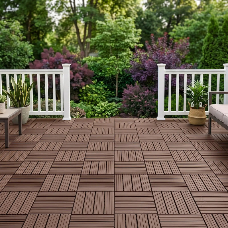 Plastic Interlocking Deck Tiles, 44 Pack 12"x12" by HouseOfZazla