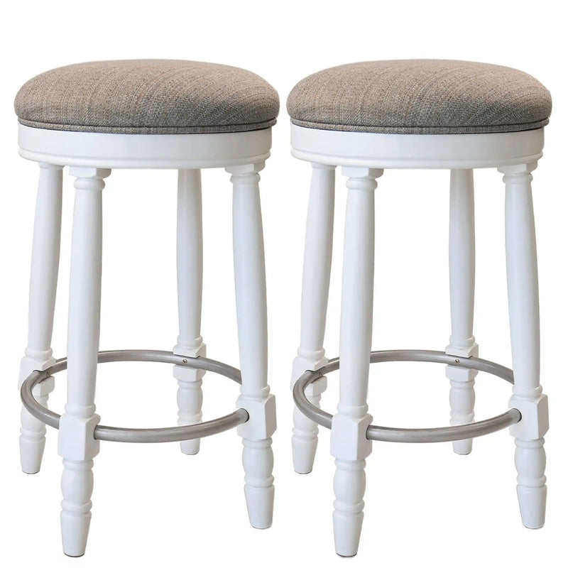 360° Swivel Wooden Barstools With Upholstered Seat, Counter Height (Set of 2) by HouseOfZazla