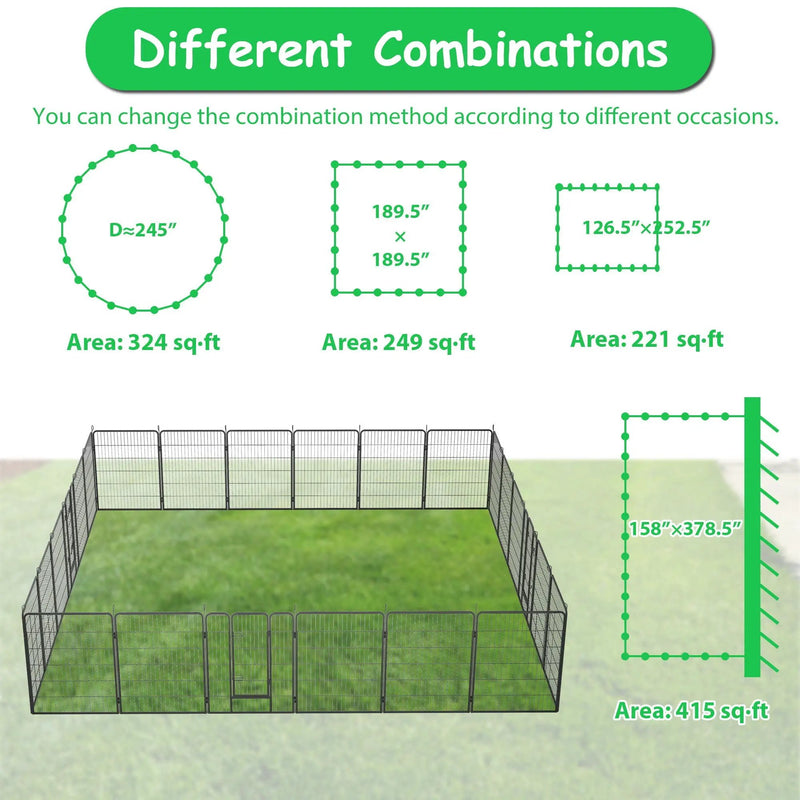 Dog Pens Outdoor Height Foldable Panels Heavy Duty Metal Portable Dog Playpen Indoor Anti Rust Exercise Dog Fence With Doors For Pets Play Pen For RV Camping Yard by HouseOfZazla