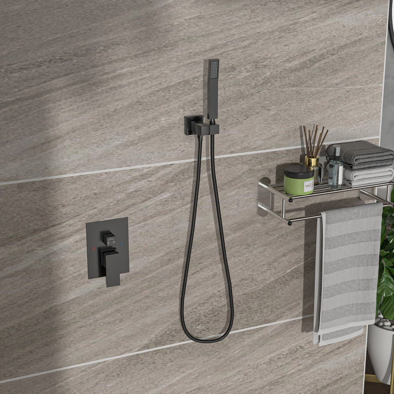 10" Square Dual Shower Head System Wall Mounted With Rough In Valve Modern Bathroom Fixture by HouseOfZazla