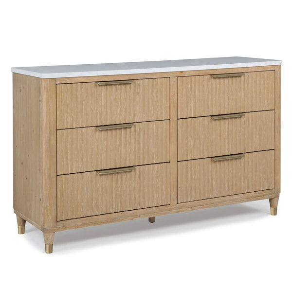 6 Drawers Dresser With Accented Hardware - Natural Wood