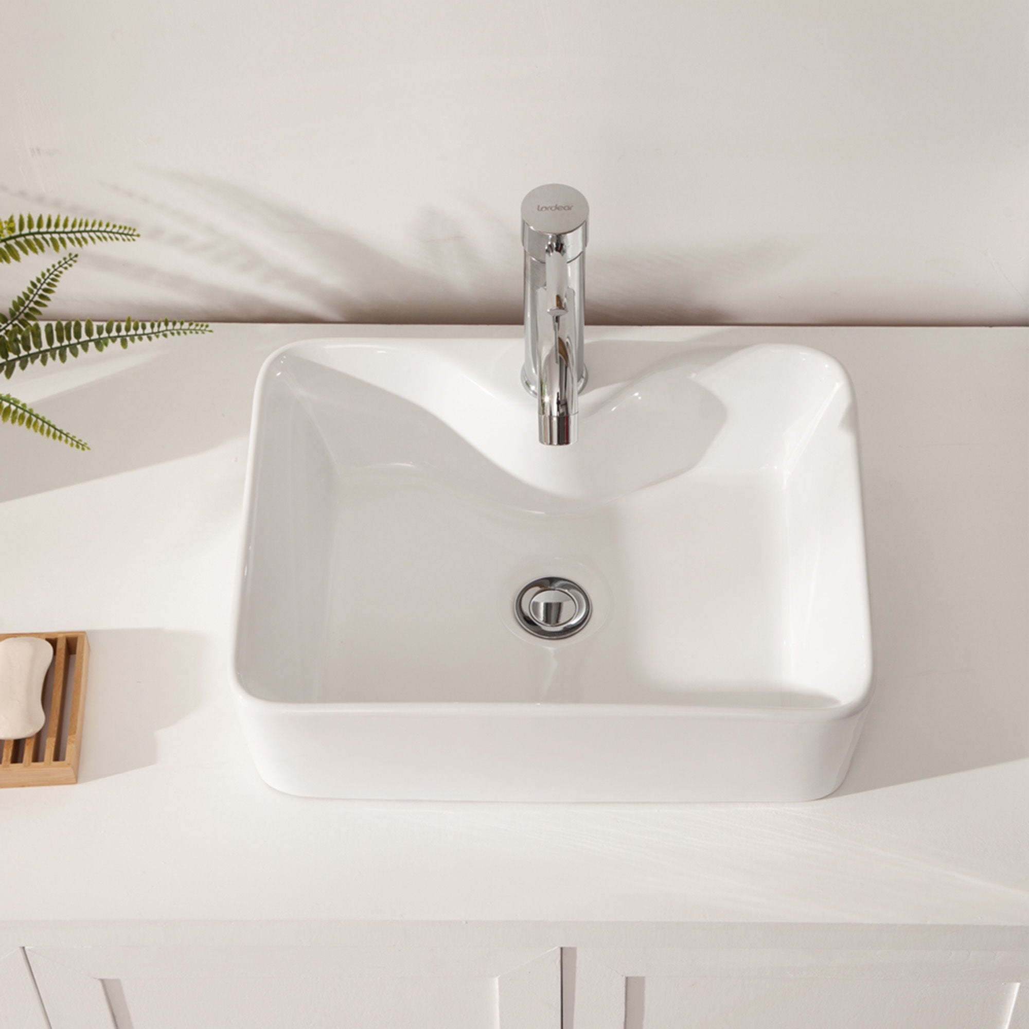 Modern Ceramic Rectangular Vessel Bathroom Sink With Sleek Design by HouseOfZazla