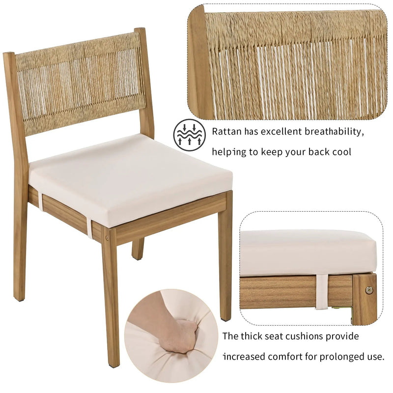 U_Style Multi-Person Outdoor Acacia Wood Dining Table and Chair Set by HouseOfZazla