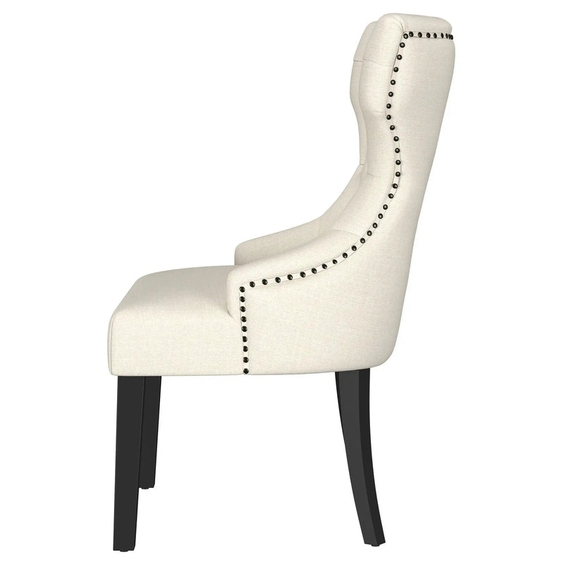 Baney Fabric Upholstered Dining Side Chair Cream and Black by Unique Piece Furniture