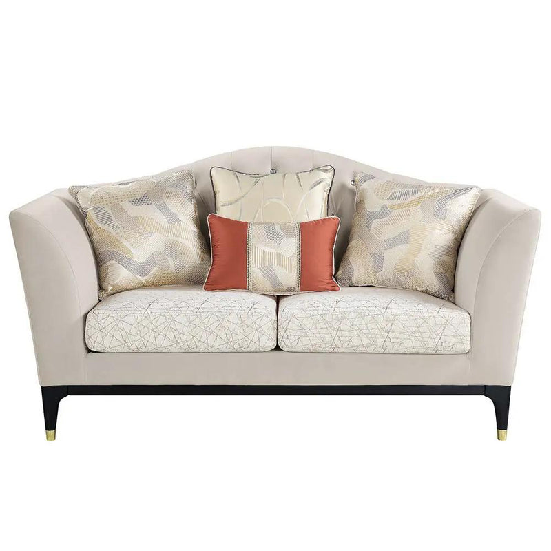 Tayden - Loveseat With 4 Pillows - Beige Velvet by Unique Piece Furniture