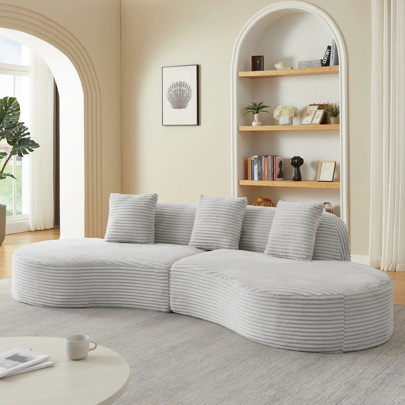 Contemporary Corduroy Curved Sectional Sofa by HouseOfZazla