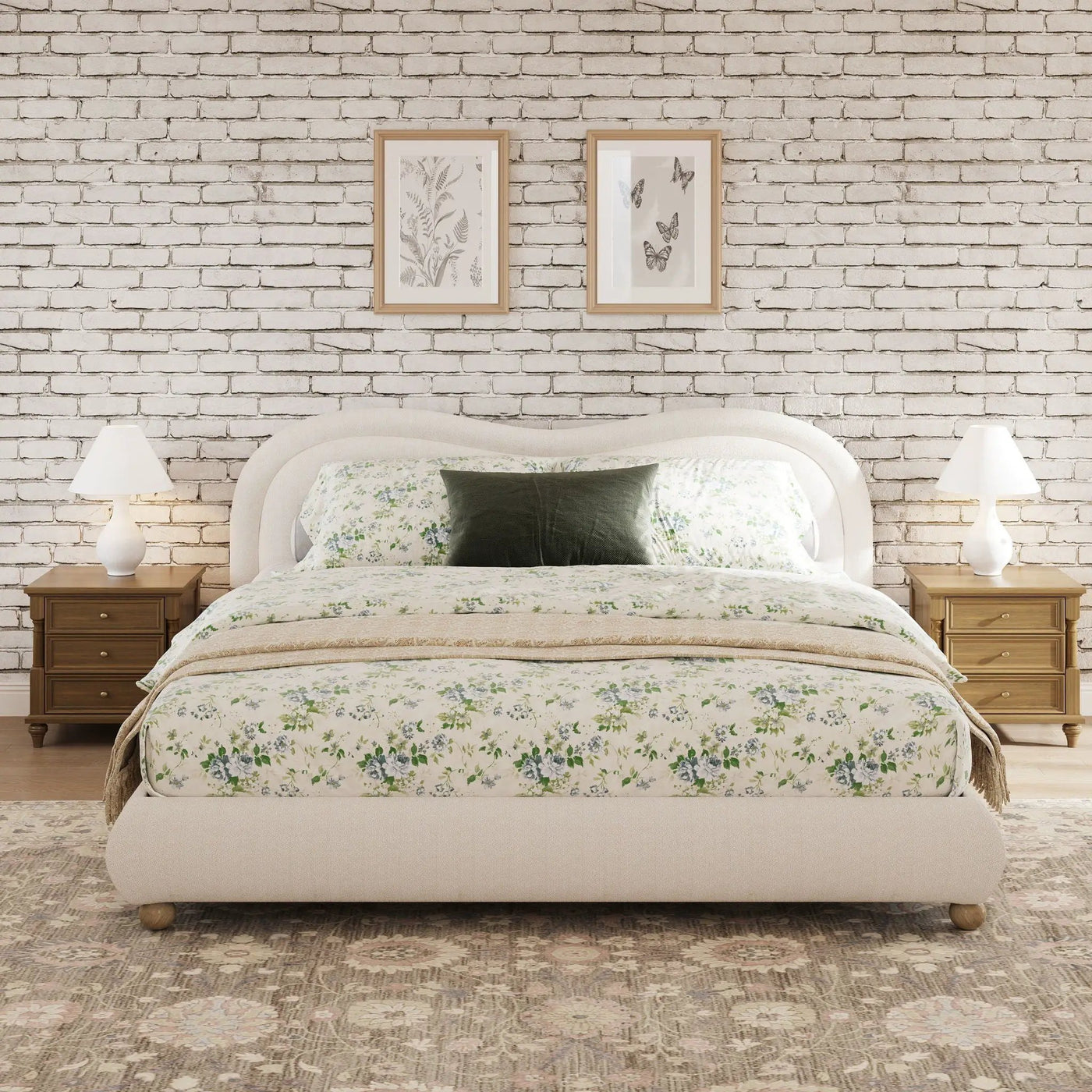 Upholstered Platform Bed Frame With Curved Headboard by HouseOfZazla
