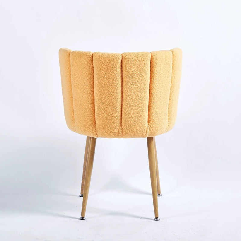Modern Dining Chair (Set of 2) With Iron Tube Wood Color Legs, Shorthair Cushions And Comfortable Backrest, Suitable For Dining Room, Living Room, Cafe, Simple Structure by HouseOfZazla