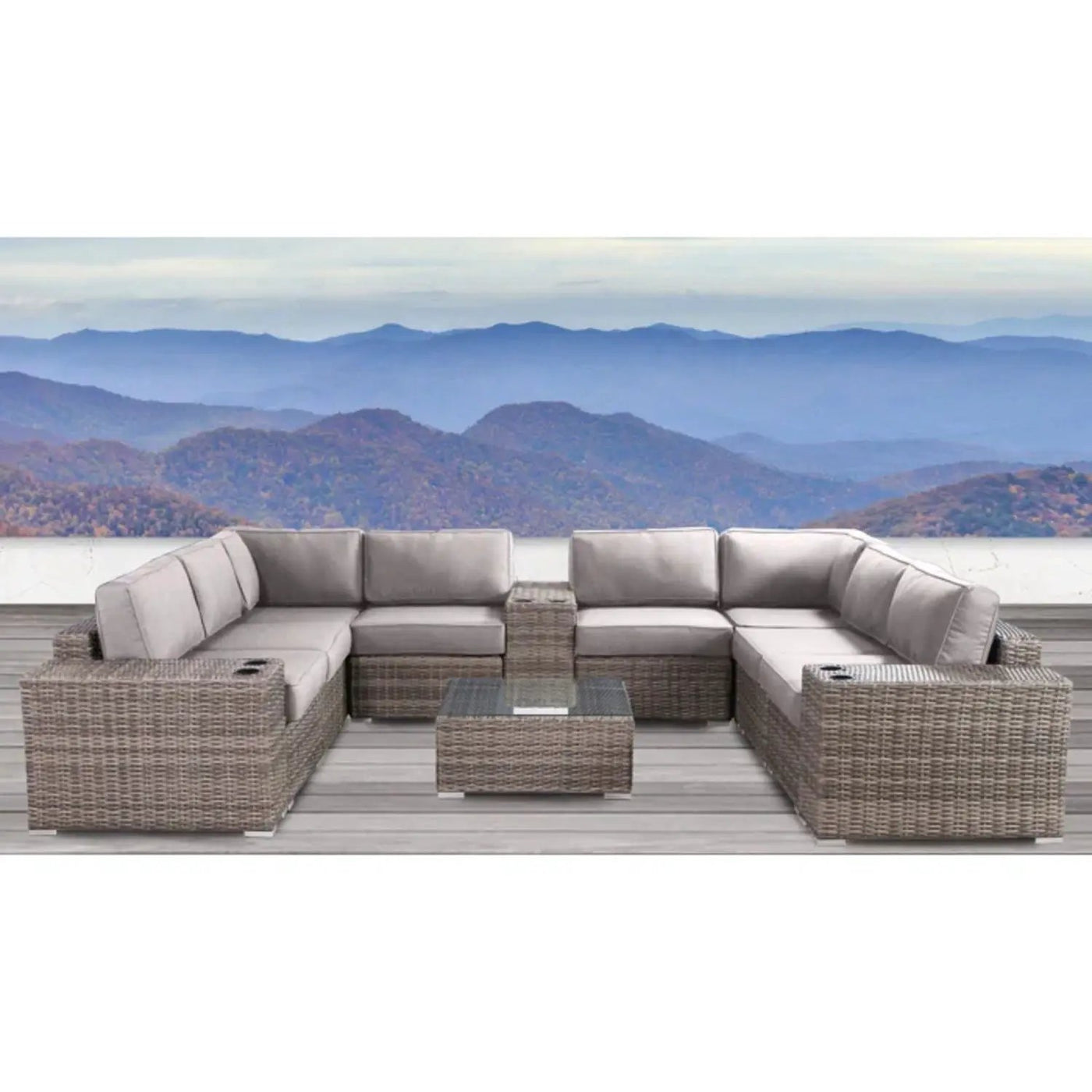 Modern Patio Rattan Sectional Set With Cushions by Unique Piece Furniture