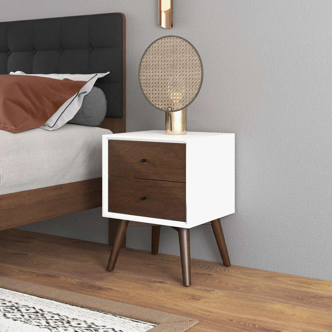 Caroline - Mid-Century Modern Style Night Stand 2 Drawer by HouseOfZazla