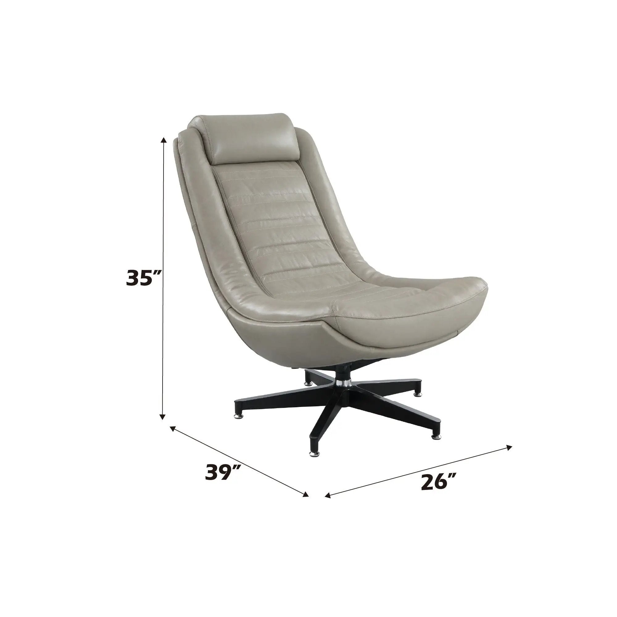 Piran - Top Grain Leather Accent Chair With Swivel - Twilight by HouseOfZazla