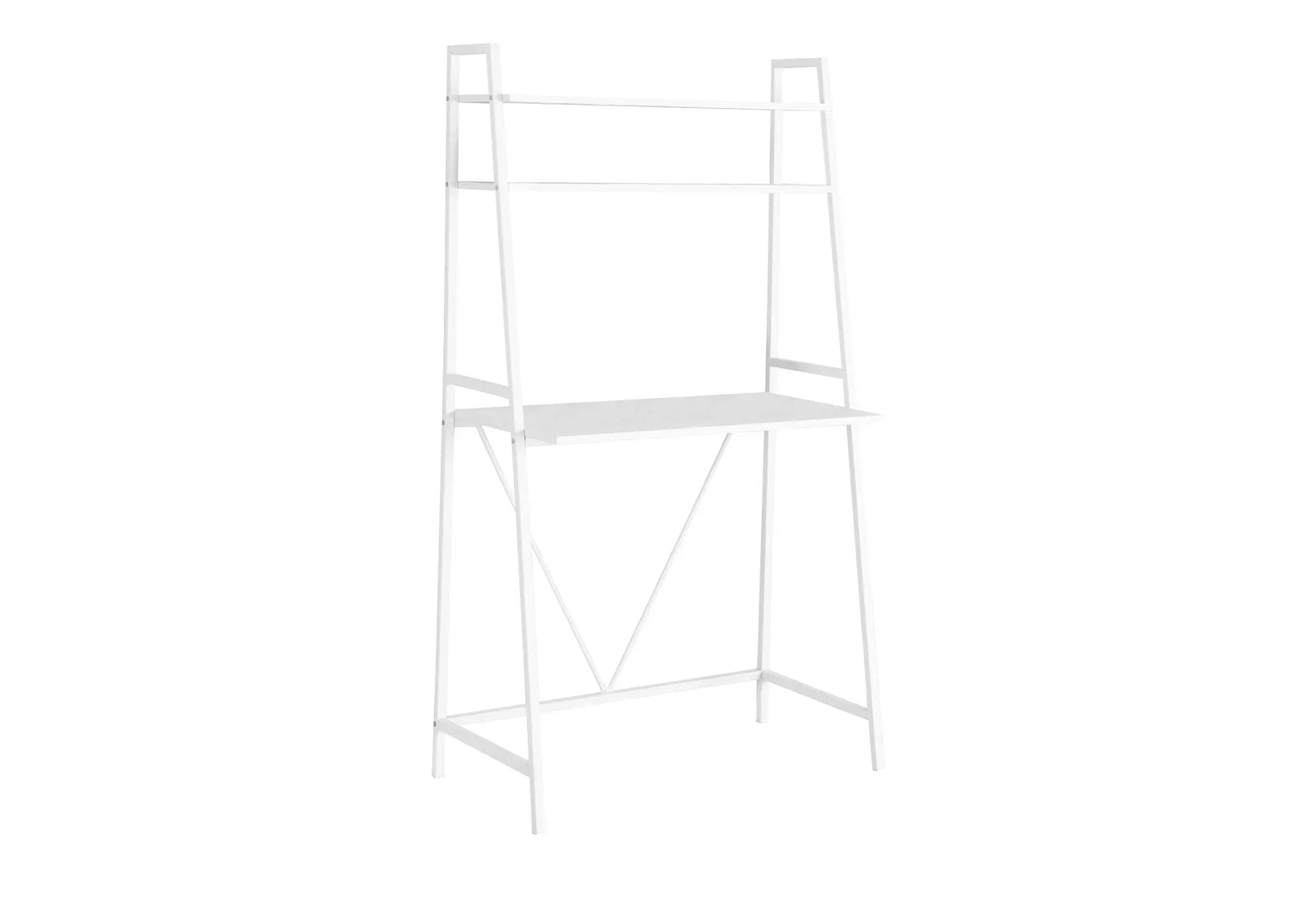 Computer Desk For Home Office, Laptop, Leaning, Storage Shelves, Contemporary & Modern - White by Unique Piece Furniture
