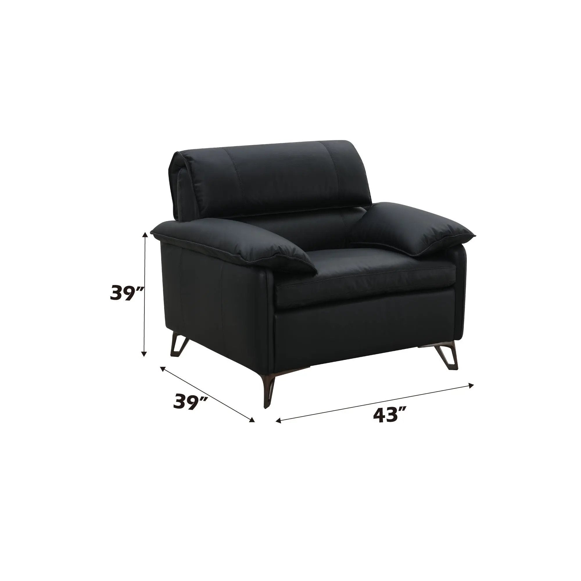 Eilene - Top Grain Leather Chair - Black by Unique Piece Furniture