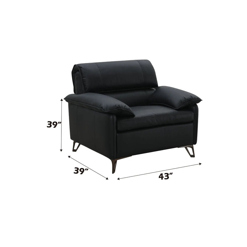 Eilene - Top Grain Leather Chair - Black by Unique Piece Furniture