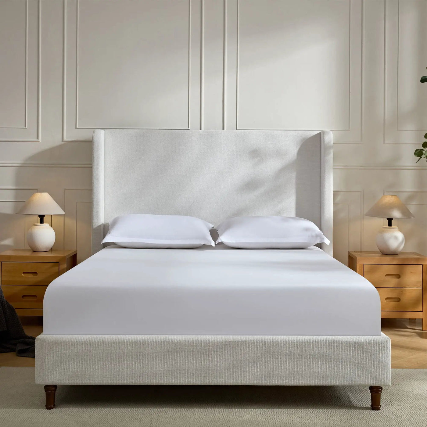 Harper - Tall Headboard Upholstered Bed / High Headboard / Elegant Simplicity / No Box Spring Needed by HouseOfZazla