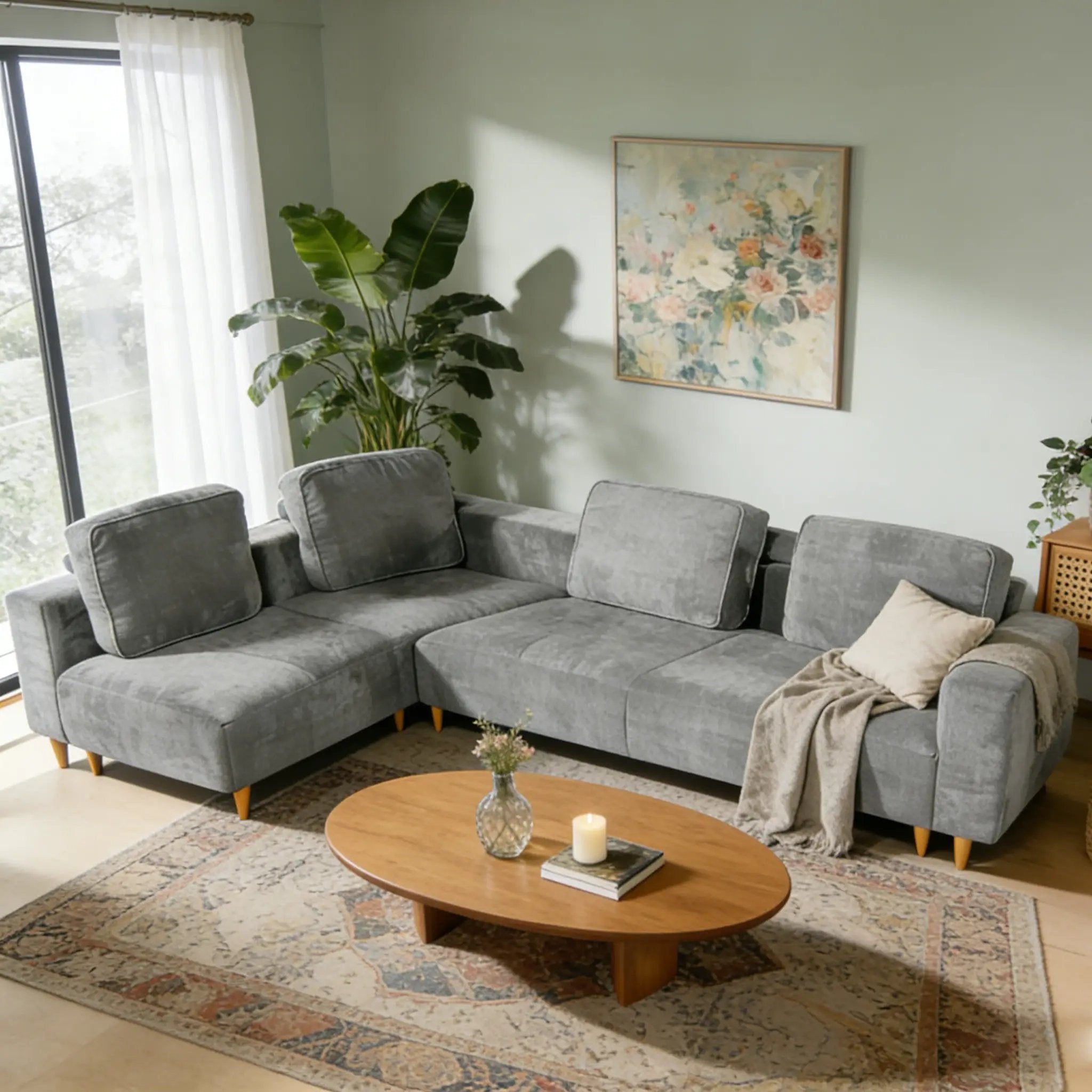 2-Piece 109" L-Shape Convertible Sectional Sofa by HouseOfZazla