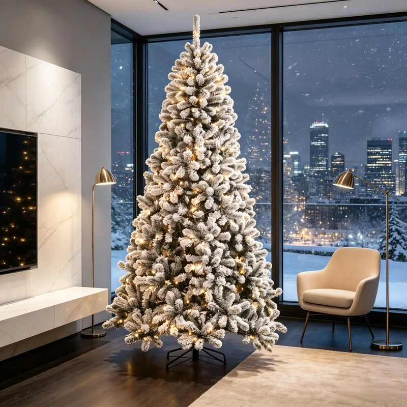 6 ft Pre-Lit Snow-Flocked Northern Pine Artificial Christmas Tree by HouseOfZazla
