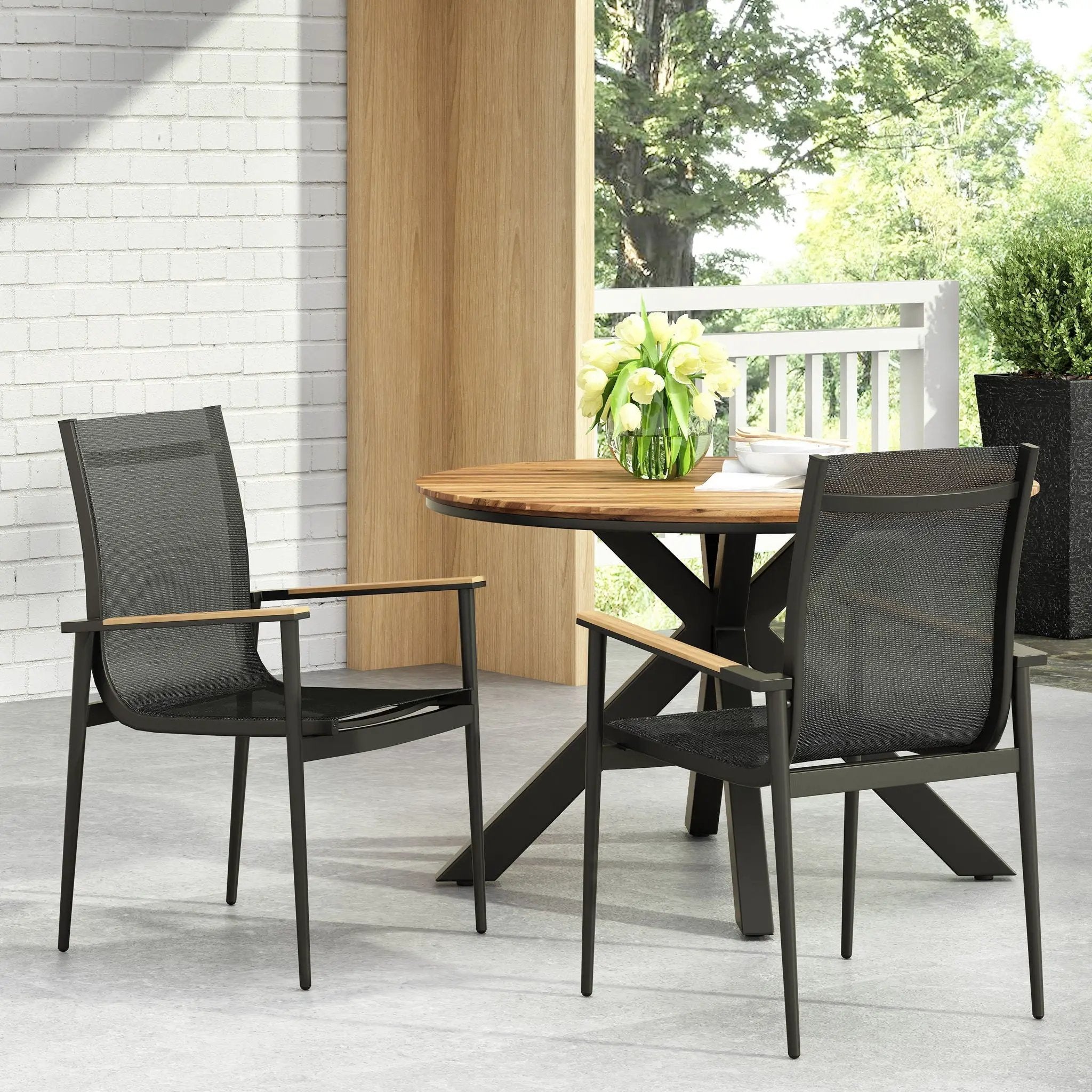 Barrister Dining Chair Set of 2 - Black / Natural by HouseOfZazla