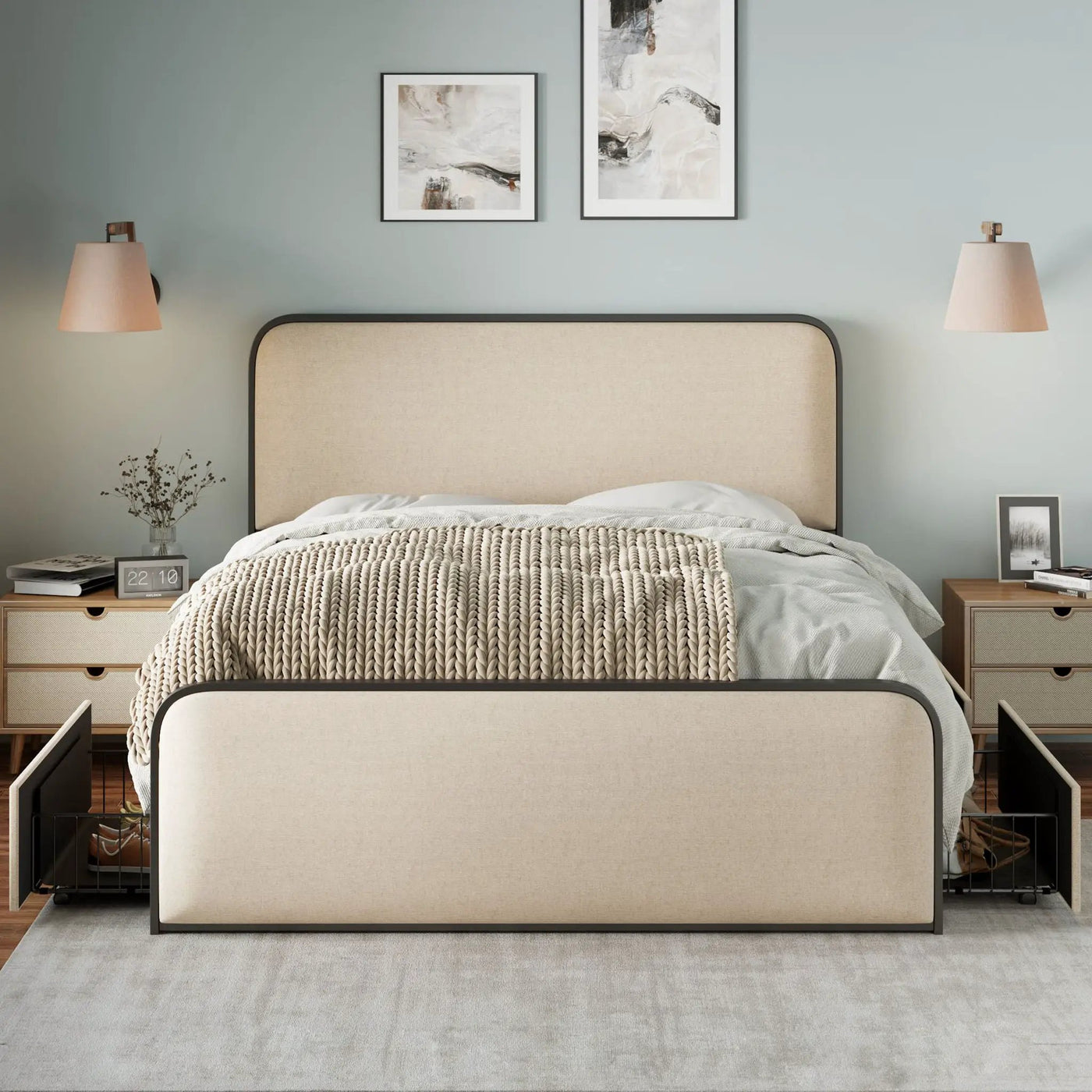 Modern Bed With Curved Upholstered Headboard and Footboard by HouseOfZazla