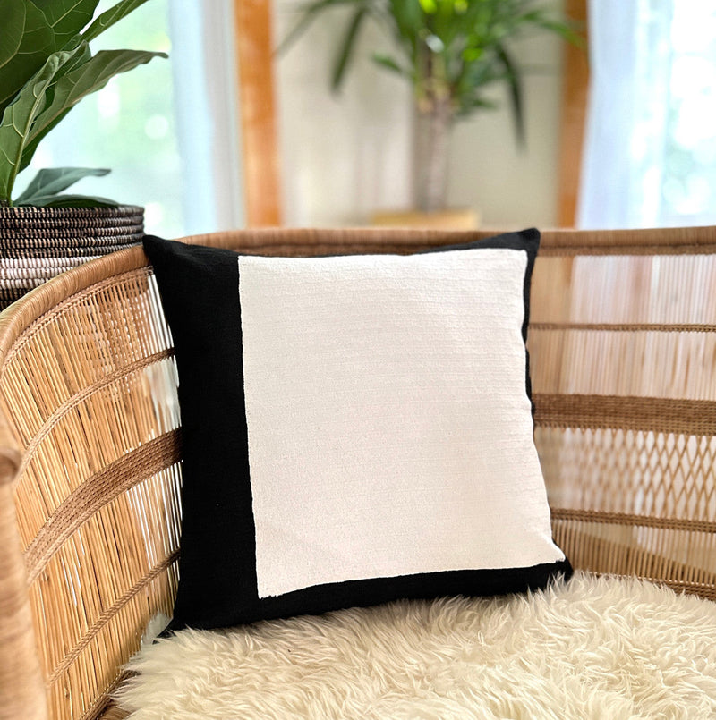 Black + White Squares Sadza Pillow