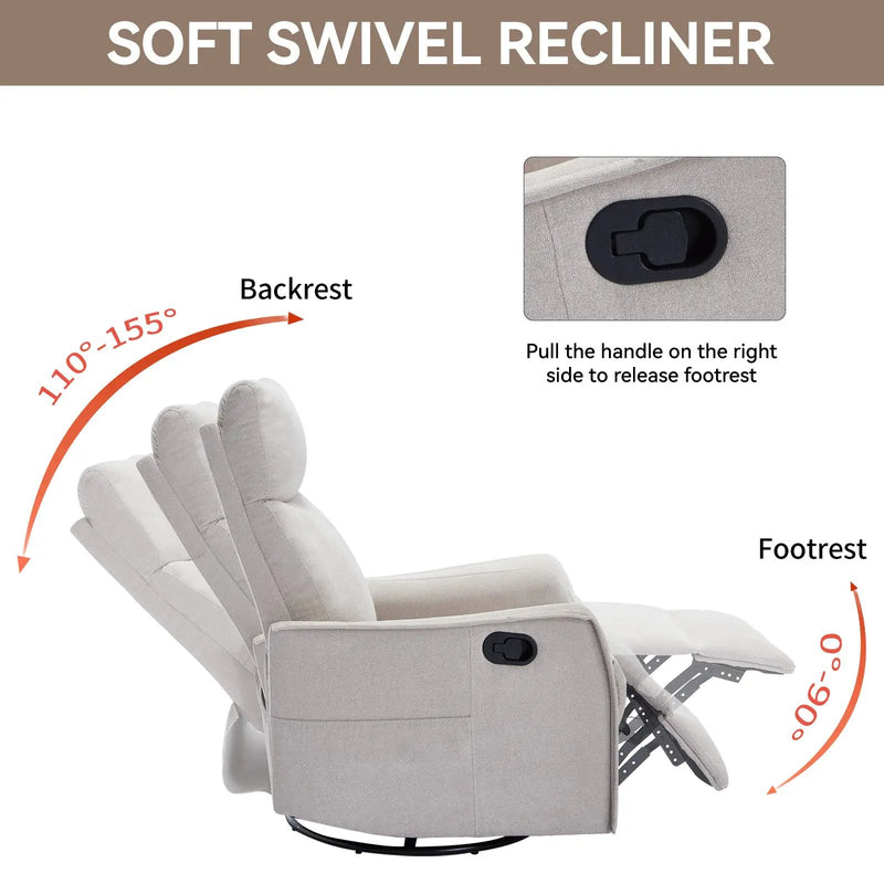 Heat Massage Manual Recliner Chair with Rocker and Swivel by HouseOfZazla