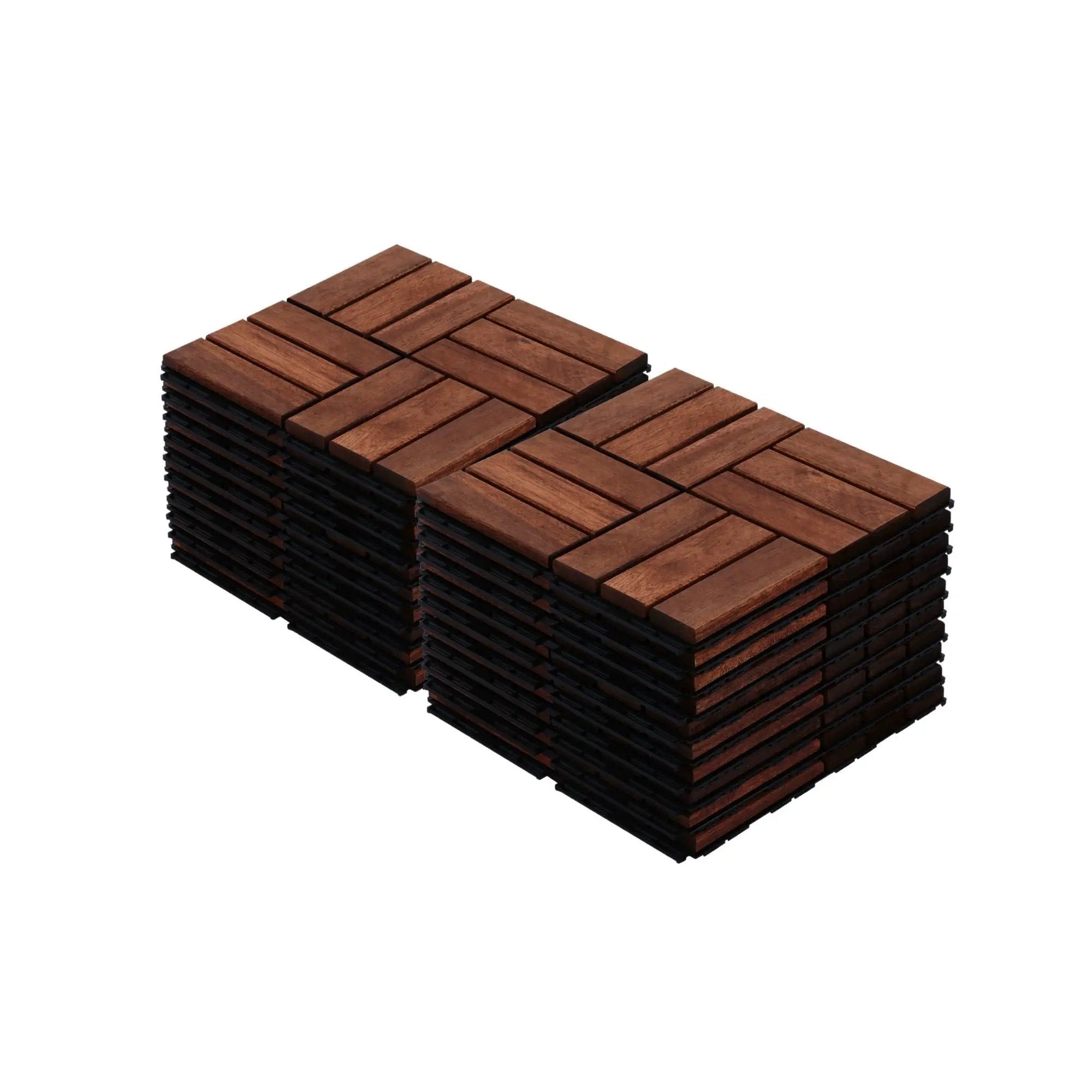 Interlocking Deck Tiles Checker Pattern, Square Acacia Hardwood Outdoor Flooring For Patio, Bancony, Pool Side by HouseOfZazla