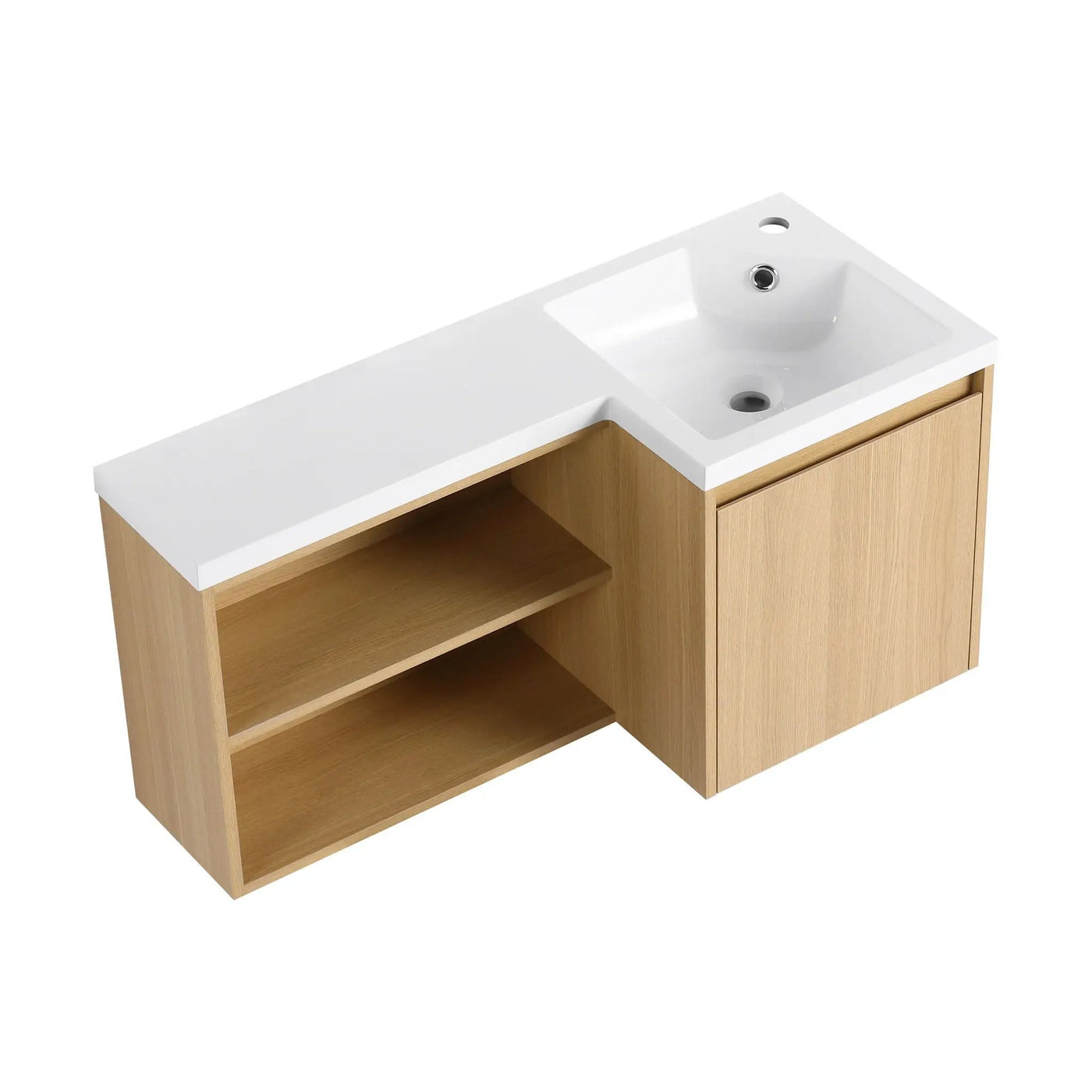 L-Shaped Wall Mounte Floating Bathroom Vanity With Integrated Sink by Unique Piece Furniture
