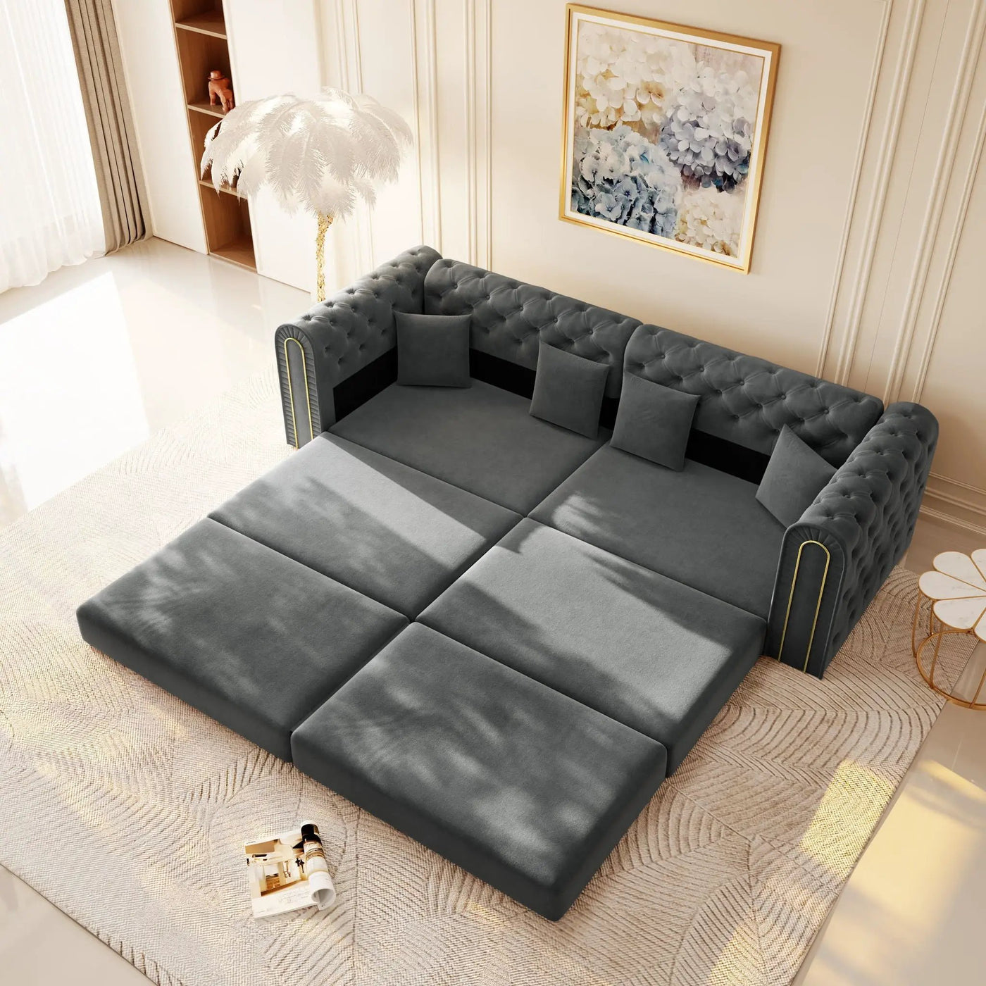 3-In-1 Convertible Sleeper Sofa With Movable Ottoman For Living Room by HouseOfZazla