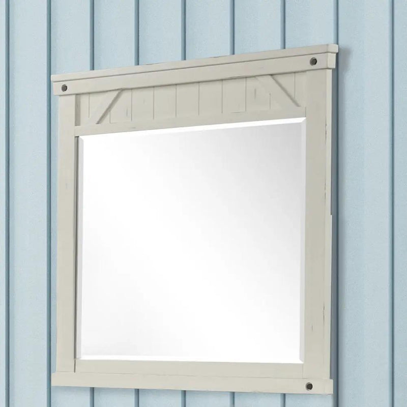 Industrial Farmhouse Mirror - White by HouseOfZazla