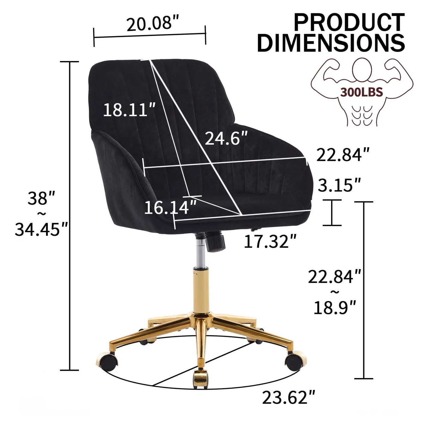 Adjustable Ergonomic Swivel Office Chair by Unique Piece Furniture