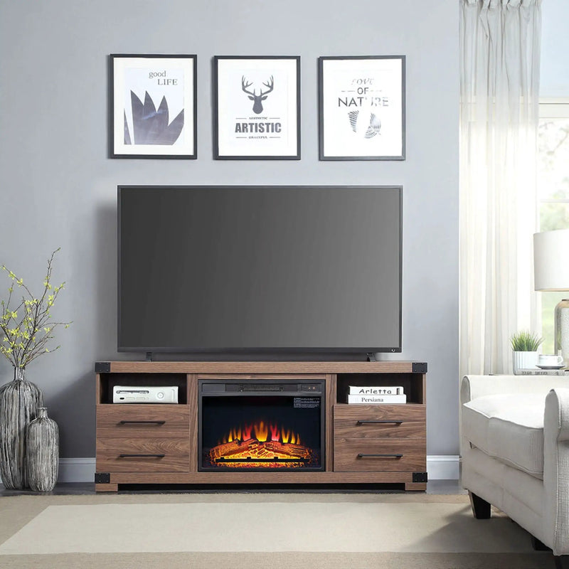 Electric Fireplace With Remote Control For Indoor Heating - Black by HouseOfZazla