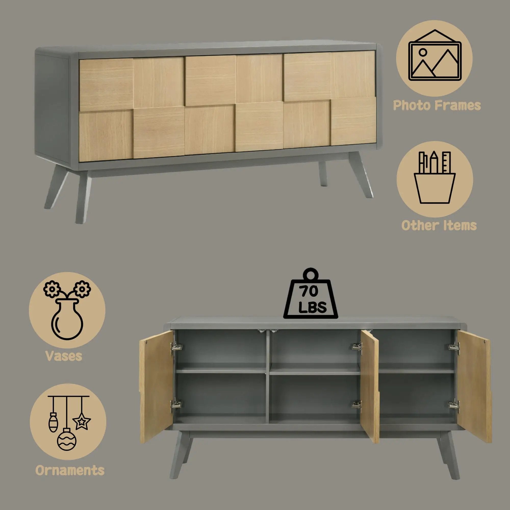 Blayde - Server - Natural / Gray by Unique Piece Furniture