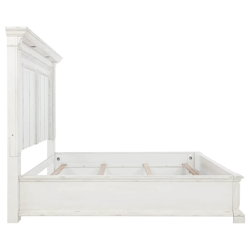 McKinney California King LED Light Panel Bed Vintage White by Unique Piece Furniture