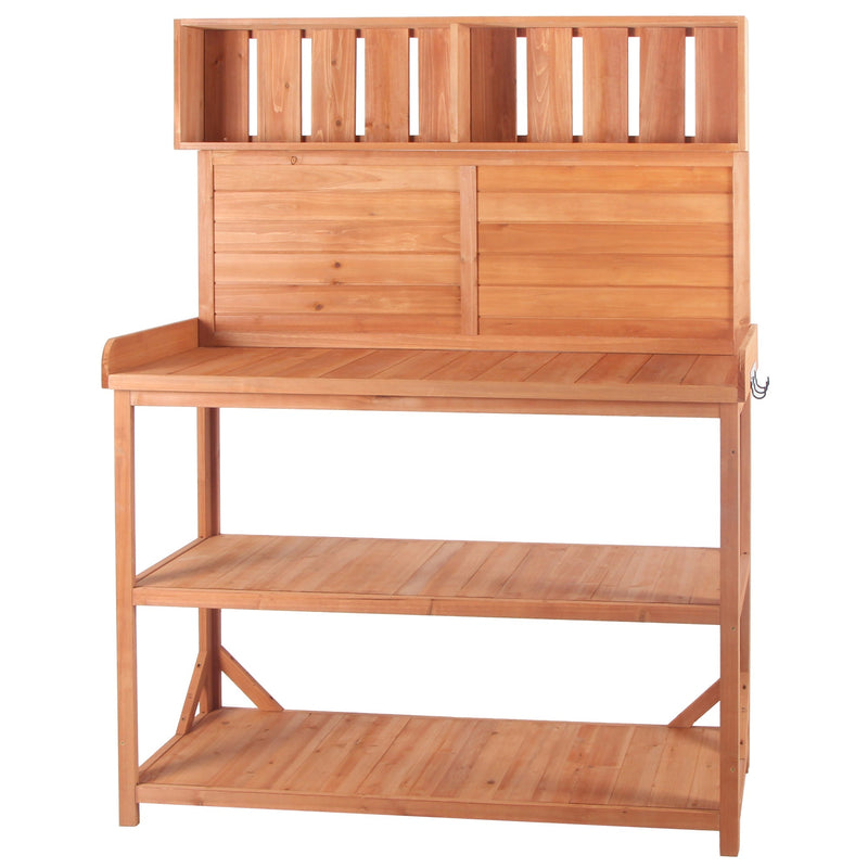 TOPMAX 65' Large Wooden Farmhouse Rustic Outdoor Potting Bench Table by HouseOfZazla