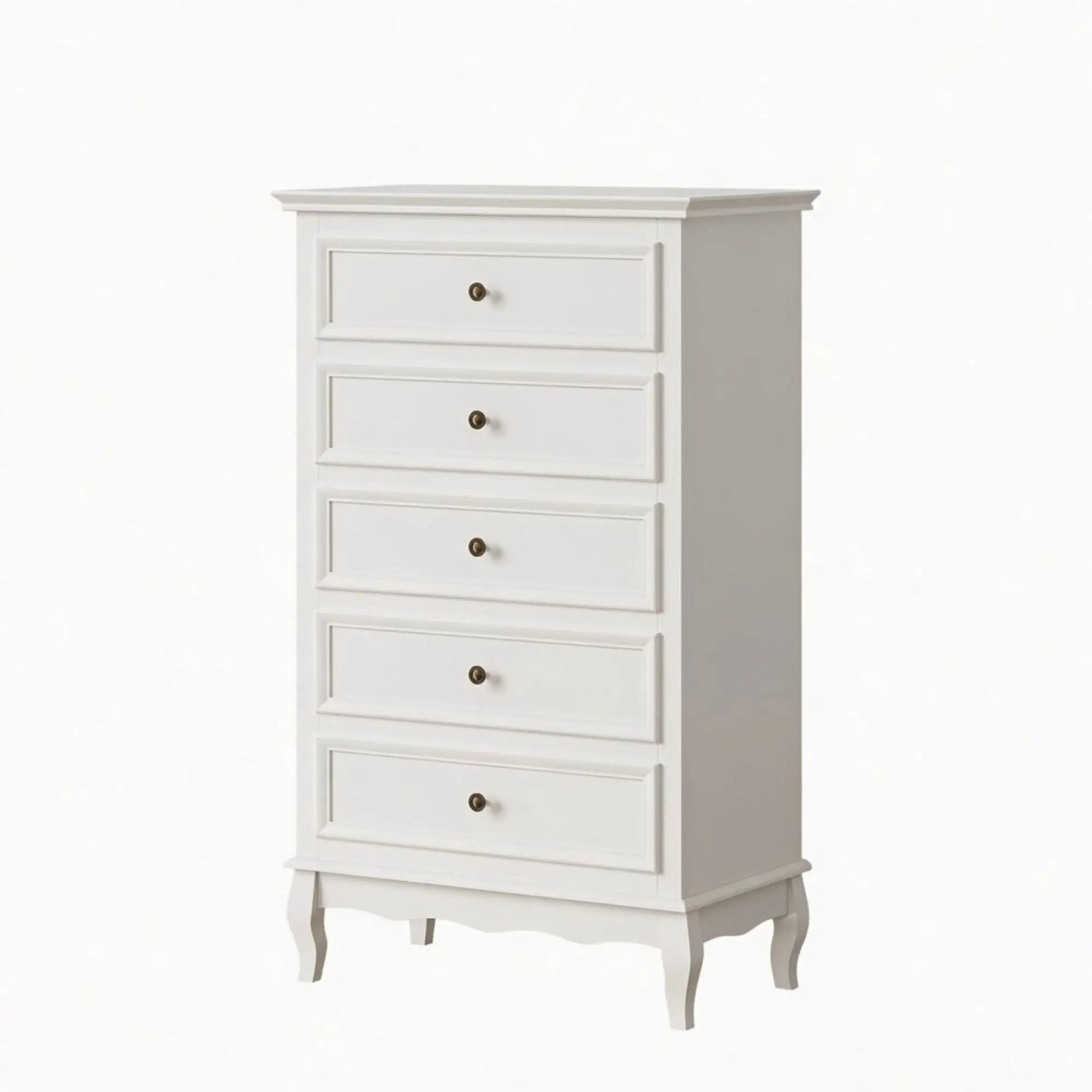 5 Drawer Tall Wide Chest Of Drawers - White by HouseOfZazla