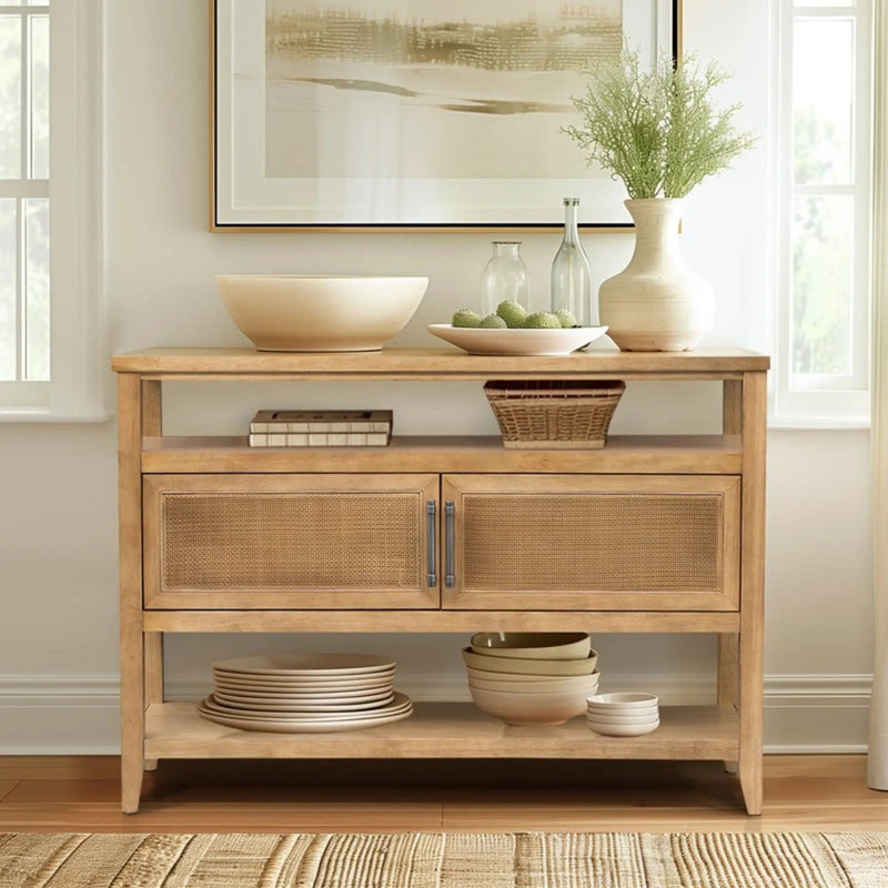 Naomi - 2 Door Storage Console Table With Ample Shelving - Natural by Unique Piece Furniture