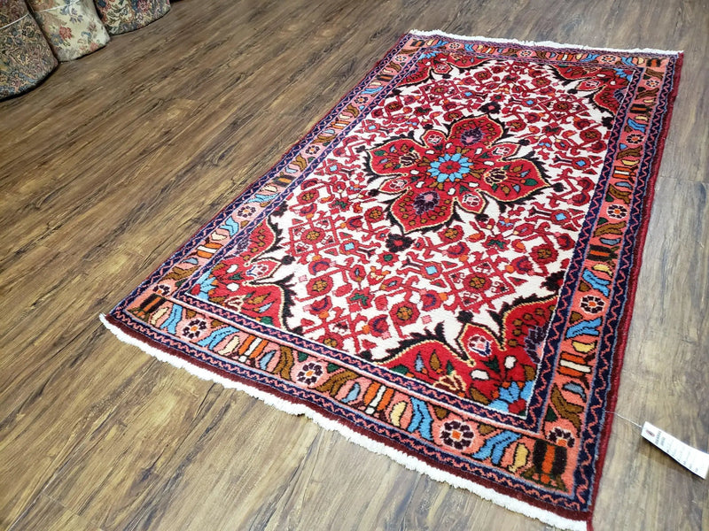 3' 2' X 5' 1" Handmade Floral Wool Rug Red Beige /Ivory by Jewel Rugs