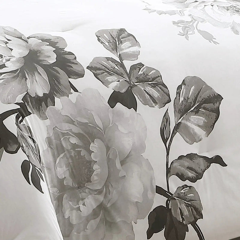 Ridgely 7 Pc Watercolor Black and White Floral Comforter Set by HouseOfZazla