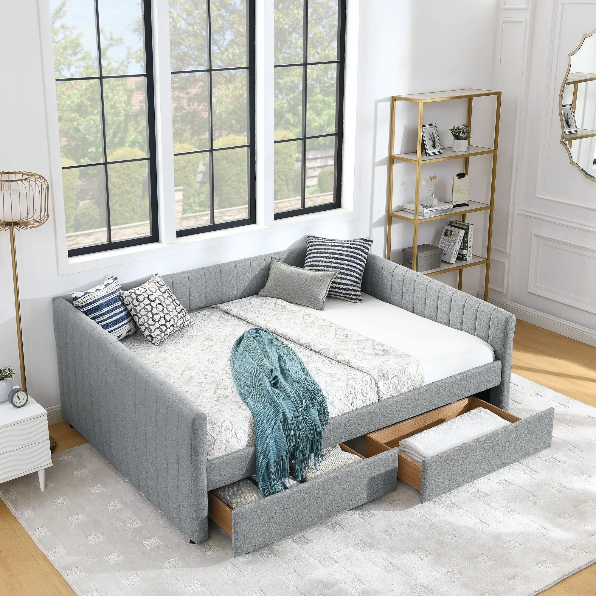 Upholstered Queen Daybed With 2 Drawers by Unique Piece Furniture