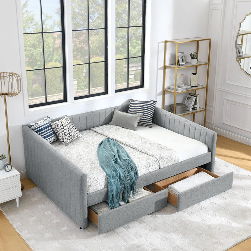 Upholstered Queen Daybed With 2 Drawers by Unique Piece Furniture