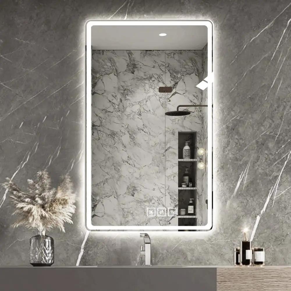 Bathroom Mirror Vanity Mirrors With Front Lights, Wall Mounted, Anti-Fog, Frameless, Horizontal Or Vertical by HouseOfZazla