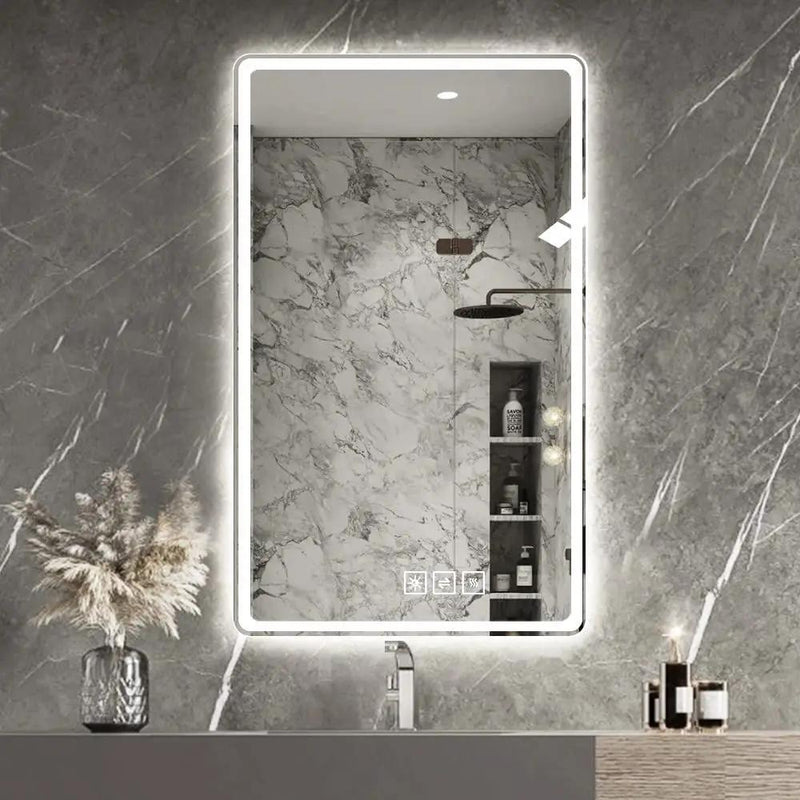 Bathroom Mirror Vanity Mirrors With Front Lights, Wall Mounted, Anti-Fog, Frameless, Horizontal Or Vertical by HouseOfZazla